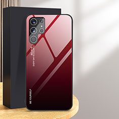 Custodia Silicone Specchio Laterale Sfumato Arcobaleno Cover per Samsung Galaxy S24 Ultra 5G Rosso