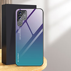 Custodia Silicone Specchio Laterale Sfumato Arcobaleno Cover per Samsung Galaxy S24 Ultra 5G Viola
