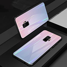 Custodia Silicone Specchio Laterale Sfumato Arcobaleno Cover per Samsung Galaxy S9 Rosa