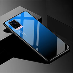 Custodia Silicone Specchio Laterale Sfumato Arcobaleno Cover per Vivo V20 Pro 5G Blu