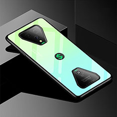 Custodia Silicone Specchio Laterale Sfumato Arcobaleno Cover per Xiaomi Black Shark 3 Ciano