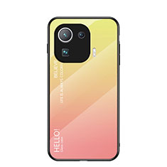 Custodia Silicone Specchio Laterale Sfumato Arcobaleno Cover per Xiaomi Mi 11 Pro 5G Arancione