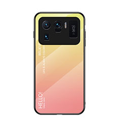 Custodia Silicone Specchio Laterale Sfumato Arcobaleno Cover per Xiaomi Mi 11 Ultra 5G Arancione
