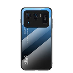Custodia Silicone Specchio Laterale Sfumato Arcobaleno Cover per Xiaomi Mi 11 Ultra 5G Blu