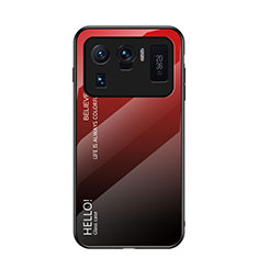 Custodia Silicone Specchio Laterale Sfumato Arcobaleno Cover per Xiaomi Mi 11 Ultra 5G Rosso