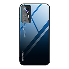Custodia Silicone Specchio Laterale Sfumato Arcobaleno Cover per Xiaomi Mi 12 5G Blu