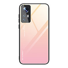 Custodia Silicone Specchio Laterale Sfumato Arcobaleno Cover per Xiaomi Mi 12 5G Rosa