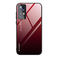 Custodia Silicone Specchio Laterale Sfumato Arcobaleno Cover per Xiaomi Mi 12 5G Rosso