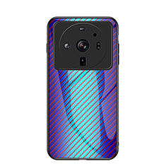 Custodia Silicone Specchio Laterale Sfumato Arcobaleno Cover per Xiaomi Mi 12S Ultra 5G Blu