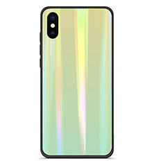 Custodia Silicone Specchio Laterale Sfumato Arcobaleno Cover per Xiaomi Mi 8 Pro Global Version Verde