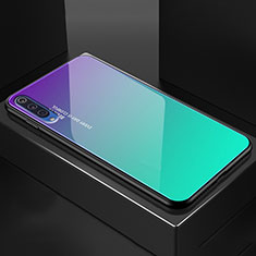 Custodia Silicone Specchio Laterale Sfumato Arcobaleno Cover per Xiaomi Mi 9 Lite Verde