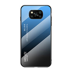 Custodia Silicone Specchio Laterale Sfumato Arcobaleno Cover per Xiaomi Poco X3 NFC Blu