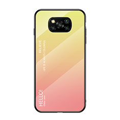 Custodia Silicone Specchio Laterale Sfumato Arcobaleno Cover per Xiaomi Poco X3 NFC Giallo