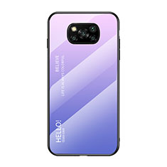 Custodia Silicone Specchio Laterale Sfumato Arcobaleno Cover per Xiaomi Poco X3 NFC Lavanda