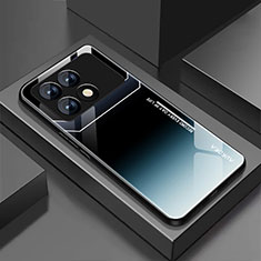 Custodia Silicone Specchio Laterale Sfumato Arcobaleno Cover per Xiaomi Redmi K70 5G Blu Notte