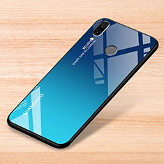 Custodia Silicone Specchio Laterale Sfumato Arcobaleno Cover per Xiaomi Redmi Note 7 Blu