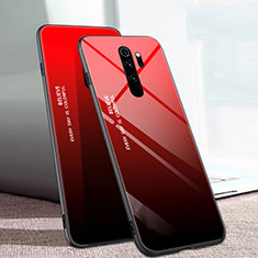 Custodia Silicone Specchio Laterale Sfumato Arcobaleno Cover per Xiaomi Redmi Note 8 Pro Rosso