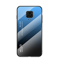 Custodia Silicone Specchio Laterale Sfumato Arcobaleno Cover per Xiaomi Redmi Note 9S Blu