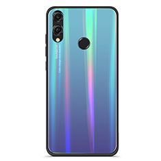 Custodia Silicone Specchio Laterale Sfumato Arcobaleno Cover R01 per Huawei Honor 8X Blu