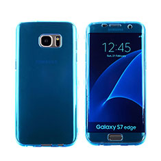 Custodia Silicone Trasparente A Flip Morbida Cover per Samsung Galaxy S7 Edge G935F Blu