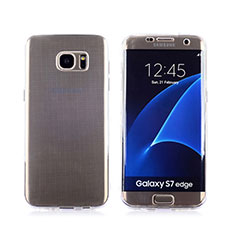 Custodia Silicone Trasparente A Flip Morbida Cover per Samsung Galaxy S7 Edge G935F Chiaro