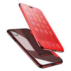 Custodia Silicone Trasparente A Flip Morbida per Apple iPhone X Rosso