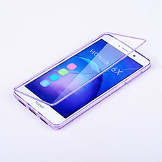Viola Custodia Silicone Trasparente A Flip Morbida per Huawei GR5 (2017) Viola