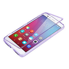 Custodia Silicone Trasparente A Flip Morbida per Huawei Honor 5X Viola