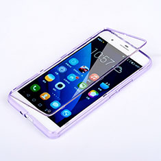 Viola Custodia Silicone Trasparente A Flip Morbida per Huawei Honor 6 Plus Viola