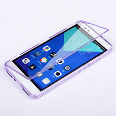 Custodia Silicone Trasparente A Flip Morbida per Huawei Honor 7 Viola