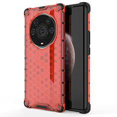 Custodia Silicone Trasparente Laterale 360 Gradi Cover AM1 per Huawei Honor Magic3 Pro+ Plus 5G Rosso