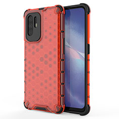 Custodia Silicone Trasparente Laterale 360 Gradi Cover AM1 per Oppo F19 Pro+ Plus 5G Rosso