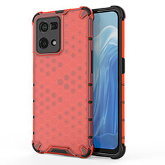 Custodia Silicone Trasparente Laterale 360 Gradi Cover AM1 per Oppo Reno7 4G Rosso