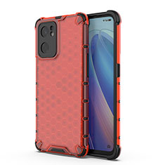 Custodia Silicone Trasparente Laterale 360 Gradi Cover AM1 per Oppo Reno7 SE 5G Rosso