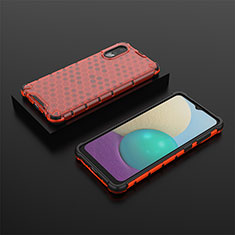 Custodia Silicone Trasparente Laterale 360 Gradi Cover AM1 per Samsung Galaxy A02 Rosso