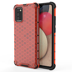 Custodia Silicone Trasparente Laterale 360 Gradi Cover AM1 per Samsung Galaxy A03s Rosso