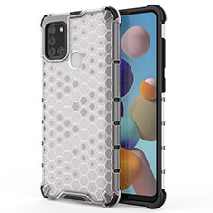 Custodia Silicone Trasparente Laterale 360 Gradi Cover AM1 per Samsung Galaxy A21s Bianco