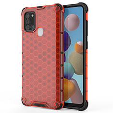 Custodia Silicone Trasparente Laterale 360 Gradi Cover AM1 per Samsung Galaxy A21s Rosso