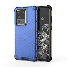 Custodia Silicone Trasparente Laterale 360 Gradi Cover AM1 per Samsung Galaxy S20 Ultra 5G Blu