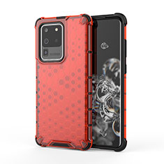 Custodia Silicone Trasparente Laterale 360 Gradi Cover AM1 per Samsung Galaxy S20 Ultra Rosso