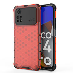Custodia Silicone Trasparente Laterale 360 Gradi Cover AM1 per Xiaomi Poco M4 Pro 4G Rosso