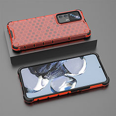 Custodia Silicone Trasparente Laterale 360 Gradi Cover AM1 per Xiaomi Redmi K50 Ultra 5G Rosso