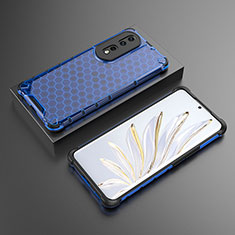 Custodia Silicone Trasparente Laterale 360 Gradi Cover AM2 per Huawei Honor 80 Pro 5G Blu