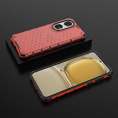Custodia Silicone Trasparente Laterale 360 Gradi Cover AM2 per Huawei P50 Pro Rosso