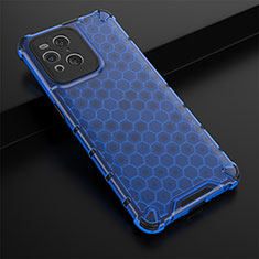Custodia Silicone Trasparente Laterale 360 Gradi Cover AM2 per Oppo Find X3 5G Blu