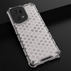 Custodia Silicone Trasparente Laterale 360 Gradi Cover AM2 per Oppo Find X5 Pro 5G Bianco