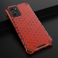 Custodia Silicone Trasparente Laterale 360 Gradi Cover AM2 per Oppo Reno6 Z 5G Rosso