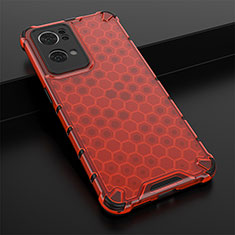 Custodia Silicone Trasparente Laterale 360 Gradi Cover AM2 per Oppo Reno7 Pro 5G Rosso