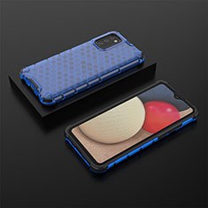 Custodia Silicone Trasparente Laterale 360 Gradi Cover AM2 per Samsung Galaxy A02s Blu