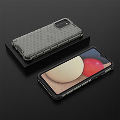 Custodia Silicone Trasparente Laterale 360 Gradi Cover AM2 per Samsung Galaxy A03s Nero